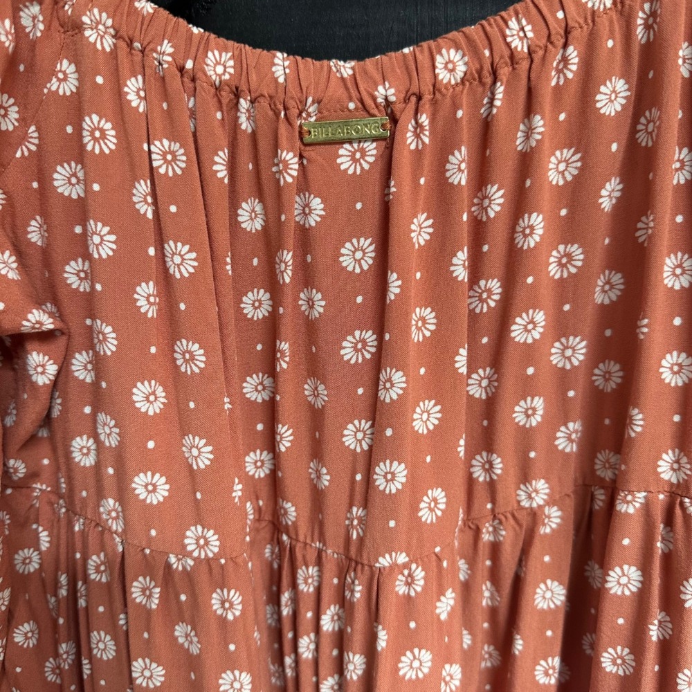 Billabong Floral‎ Tiered Mini Dress Terracotta Orange Daisy Print Medium - Picture 6 of 7